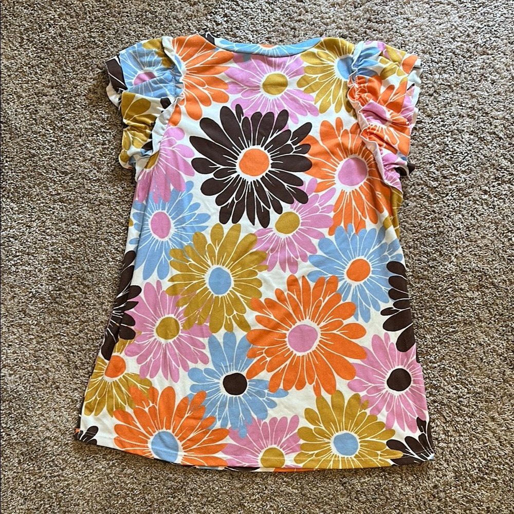 7th Ray Orange and Blue Short Sleeve Tee Vibrant Floral - Picture 3 of 3